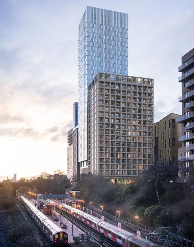 The buildings would overlook North Acton tube station