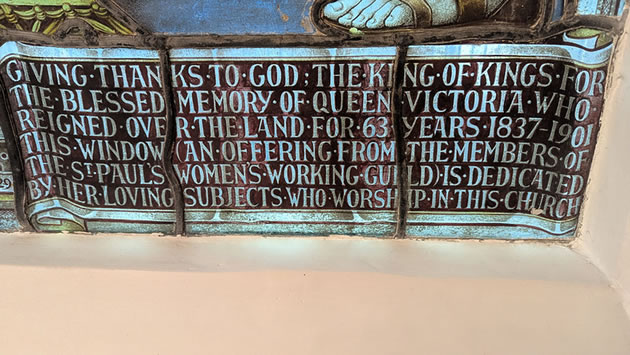 Church window inscription