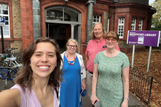 Councillors outside the Brentford Library 