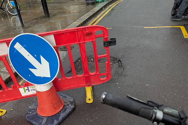 Potholes with barrier 
