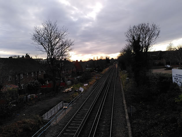 threatening sky from the bridge in Church Walk 