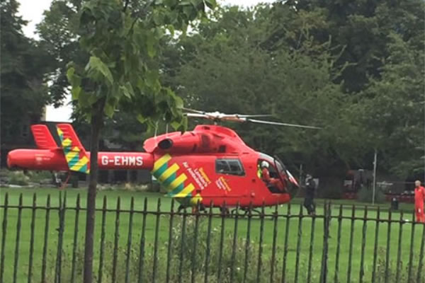 An air ambulance attending a previous incident on Turnham Green