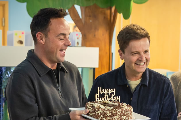 Ant and Dec were delighted with their early birthday cake
