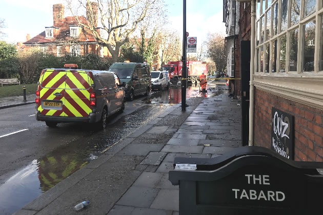 Thames Water engineers on site at Bath Road 