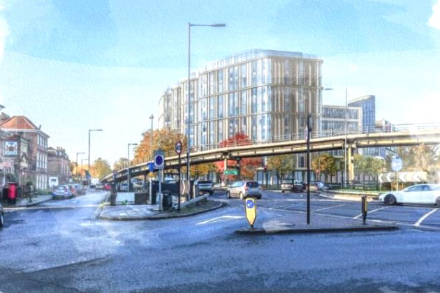 A visualisation from the developer of its plan viewed from Hogarth Roundabout 