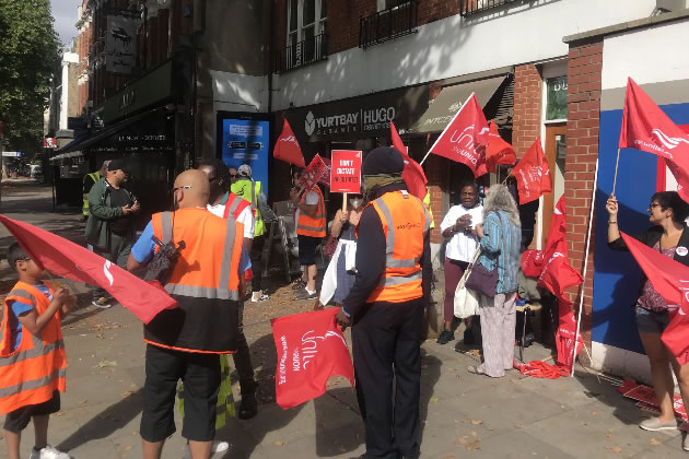 Bus drivers' picket outside Stamford Brook Bus Garage 