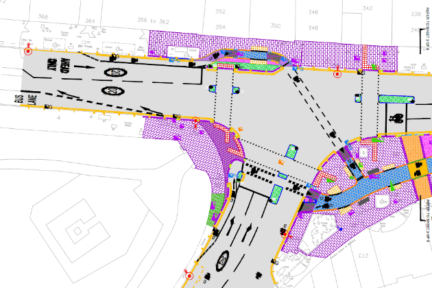 Proposed design at the junction with Heathfield Terrace