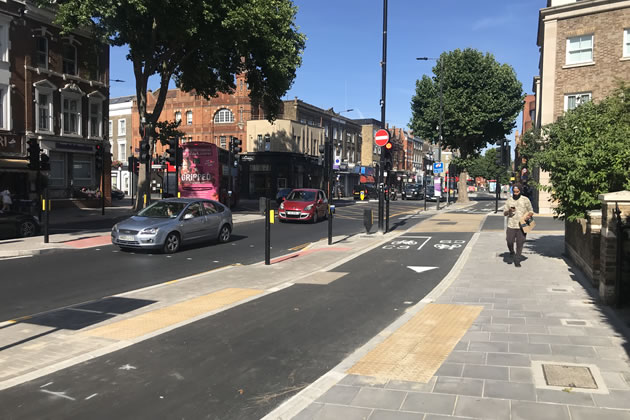 New layout near junction with Goldhawk Road 
