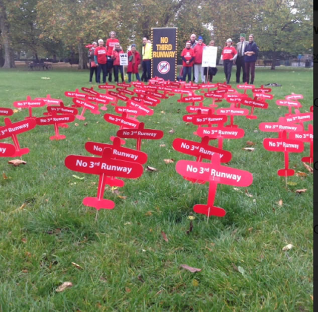image of paper planes planted at Ravenscourt Park by anti third runway for Heathrow group 