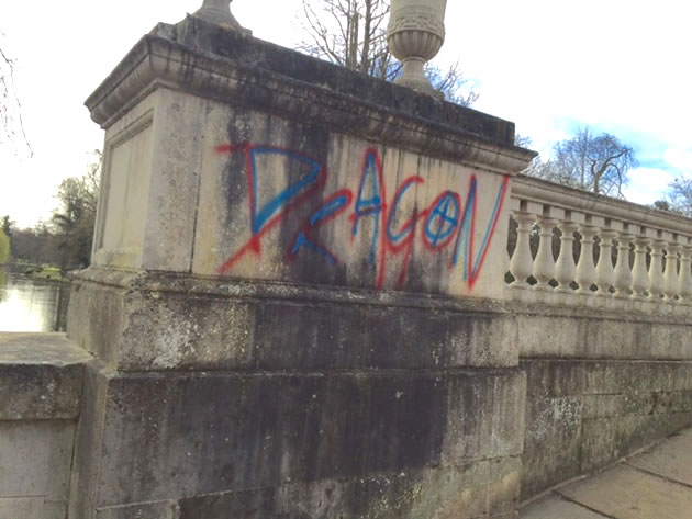 Bridge at Chiswick House vandalised