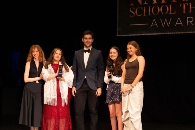 Zoe Boyle presenting Chiswick School students with their award. Picture: Solace Productions