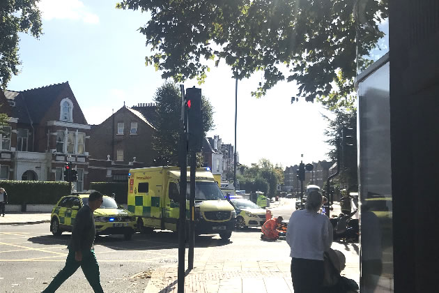 Emergency services at the scene on Chiswick High Road 