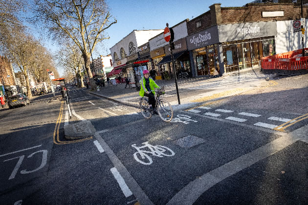 The new clearer markings at the junction aim to increase cyclist safety 