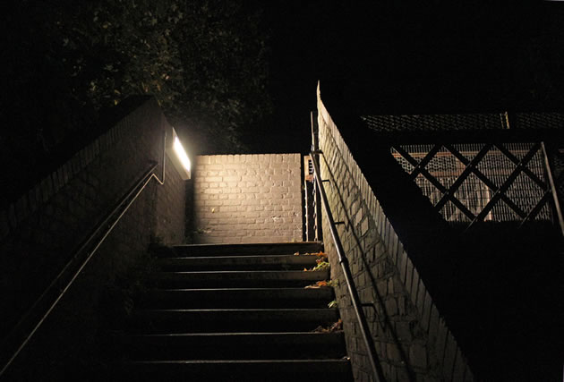 The lights on the Deans Close bridge were installed this week 