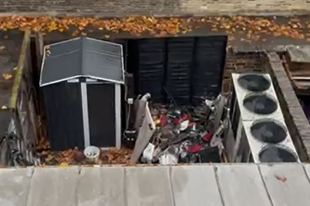 Debris in the area at the rear of the restaurant the following morning 