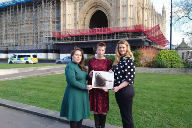 On College Green with Tracey Crouch MP and Mary Tester, February 2022