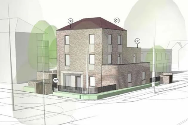 Visualisation of the two new houses at Garth Court from the planning application