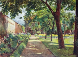 Painting of Hogarth's House Garden 1913