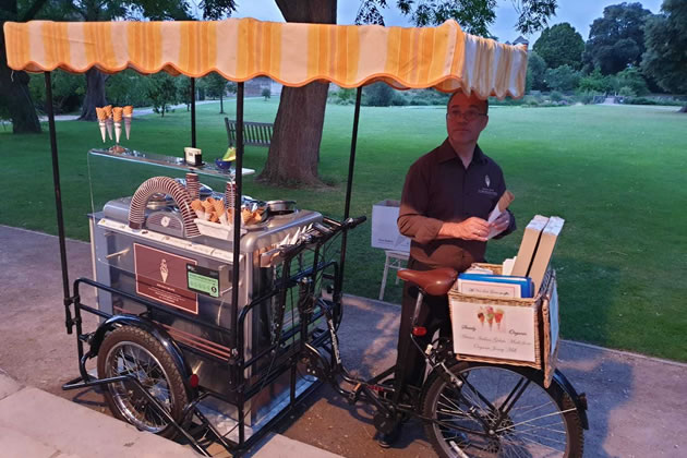 Tricycle-based gelato salesman Marcele Detomaso