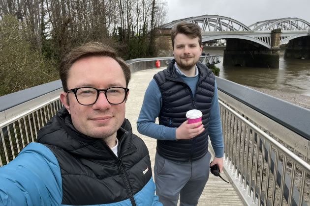 Nick Rogers and Jack Emsley on the Dukes Meadows walkway