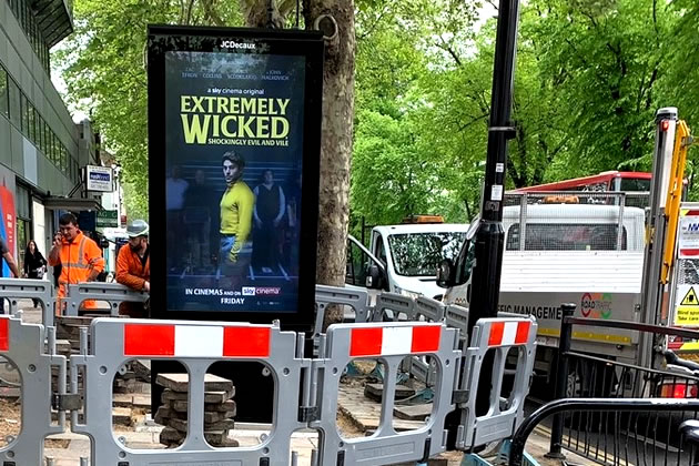 JC Decaux's sign being installed in May 2019