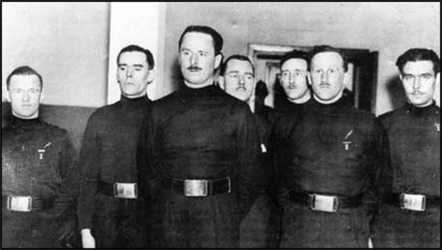 William Joyce is on the left and Mosley is second from left 