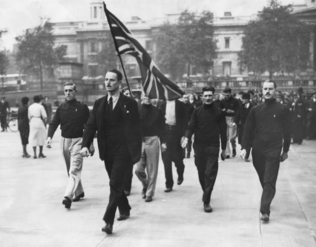 Mosley and the British Union of Fascists in Trafalgar Square