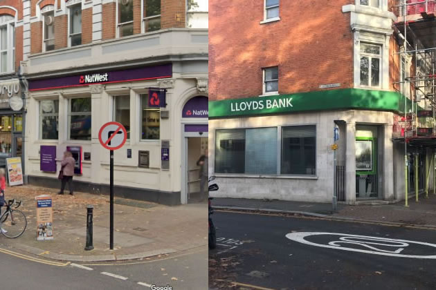 The NatWest and Lloyds branches on Chiswick High Road