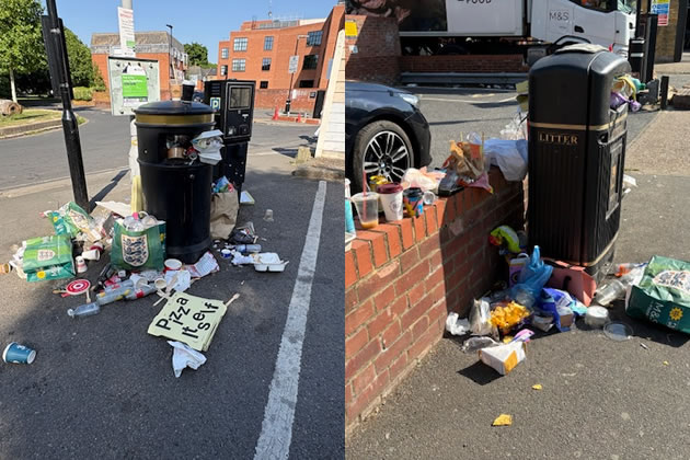 Overflowing bins on the Bank Holiday Weekend