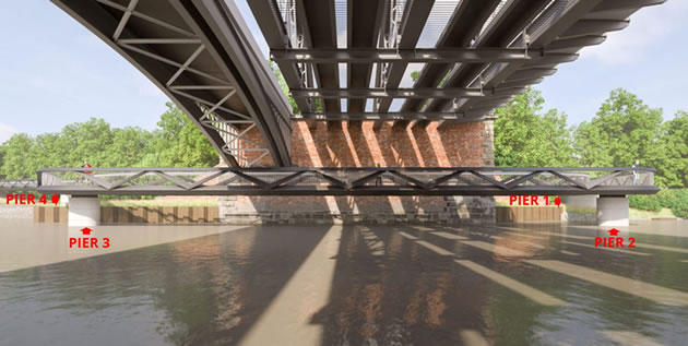 Dukes Meadow walkway pier location