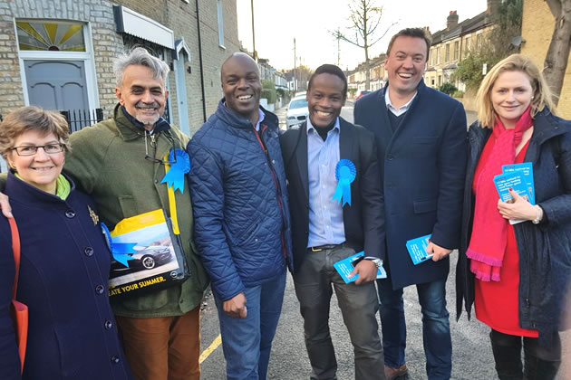 Cllr Ranjit Gill (second from left) campaigning with Shaun Bailey AM (third from left) 