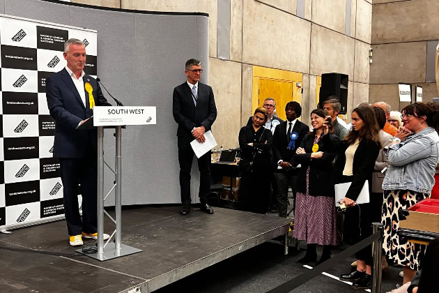 Gareth Roberts given his acceptance speech after South West constituency win 