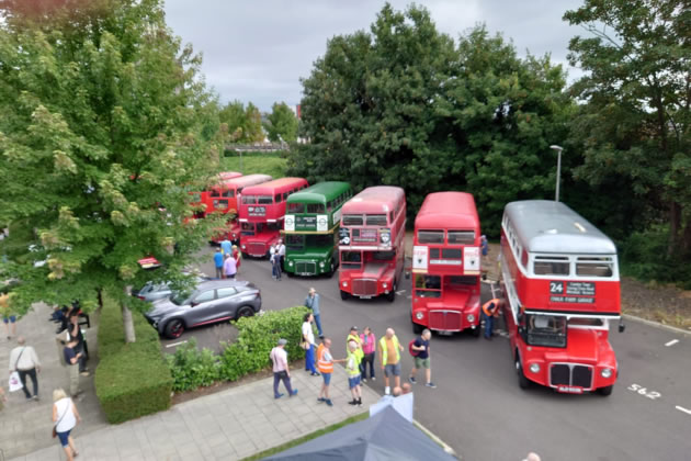 Routemasters gathered at Chiswick Business Park