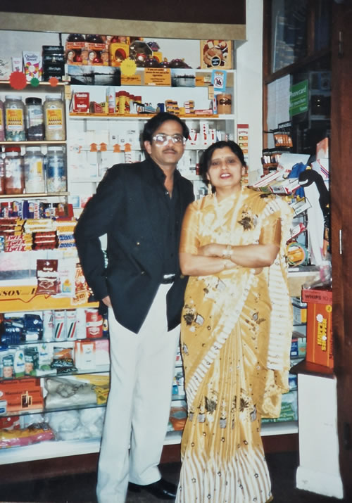 Mr and Mrs Joshi soon after they took over the Post Office