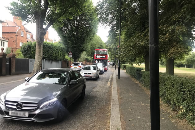 Traffic on South Parade during closure of Turnham Green Terrace this June 