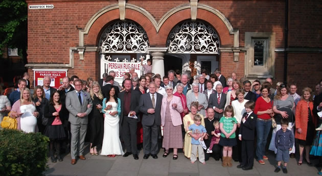 Couples celebrating with their families on the Royal Wedding Day in 2011
