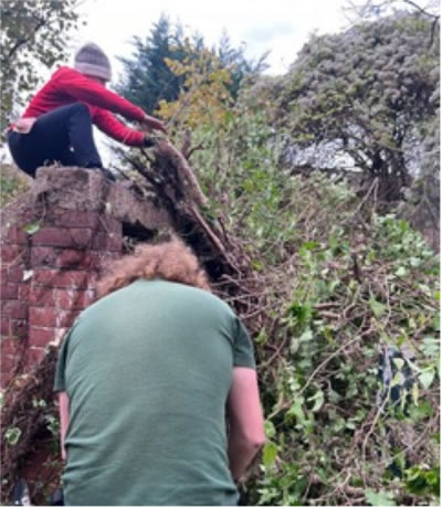 Volunteers helping to tame the overgrown Secret Garden