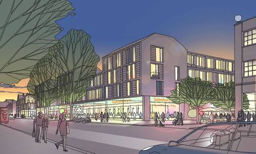 A visualisation from 2017 of a Sainsbury's store from Essex Place to Acton Lane