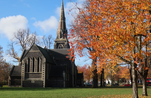 image of turnham green showing the church 