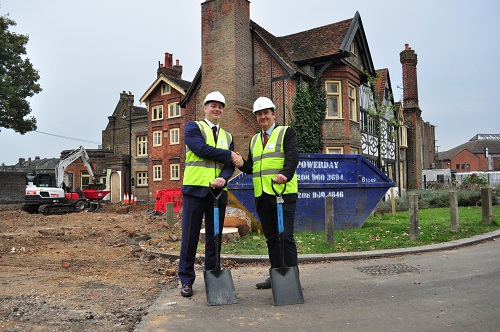 Councillor Bell and Garry Phillips outside Southall Manor House. 