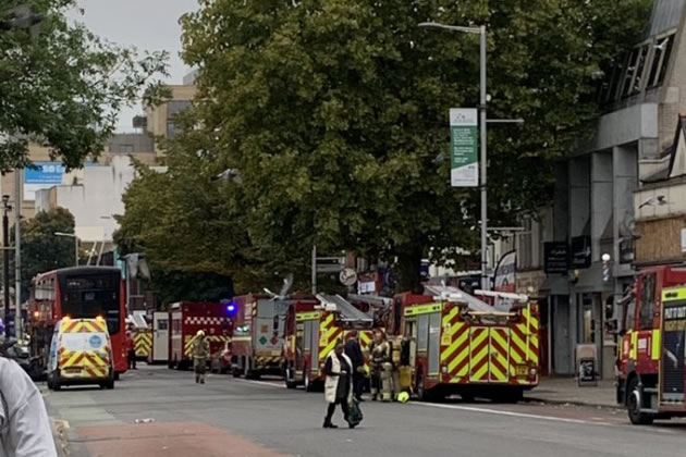 Fire engines at the scene in West Ealing