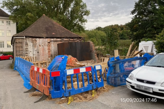 The demolished bin store at Greystoke Court 