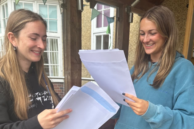 Girls at St. Augustine’s open their results’ envelope.