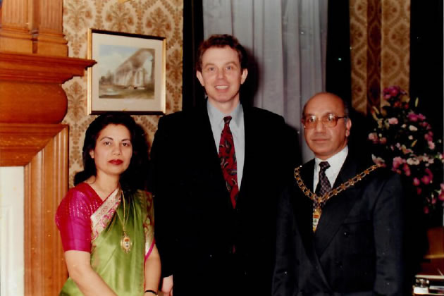 Virendra Sharma (right) with Tony Blair 