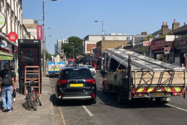 The cycle lane in West Ealing is almost constantly blocked by parked vehicles