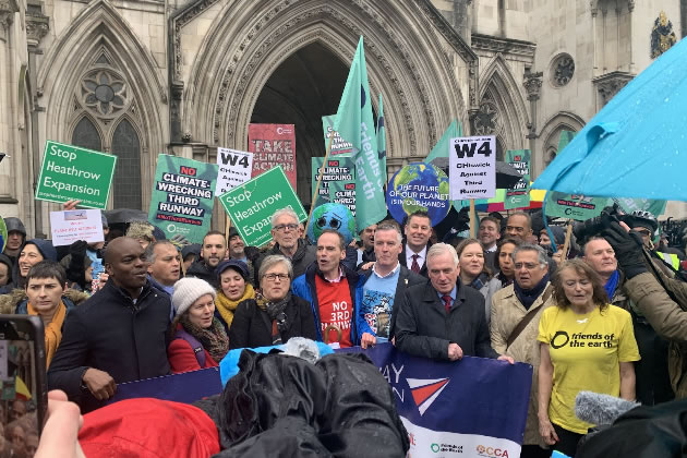 A cross party protest against Heathrow expansion before the pandemic 