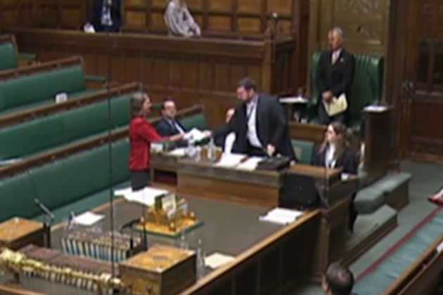 Fleur Anderson handing the petition in to Parliament