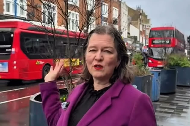 Fleur Anderson explaining the changes in the town centre 