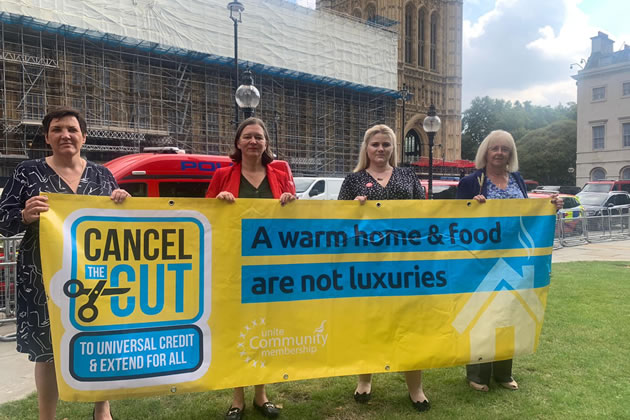 Fleur Anderson protesting against the Universal Credit cut at Westminster 