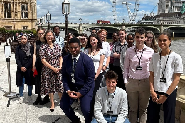 Fleur Anderson MP with the sixth formers on their annual work experience day 